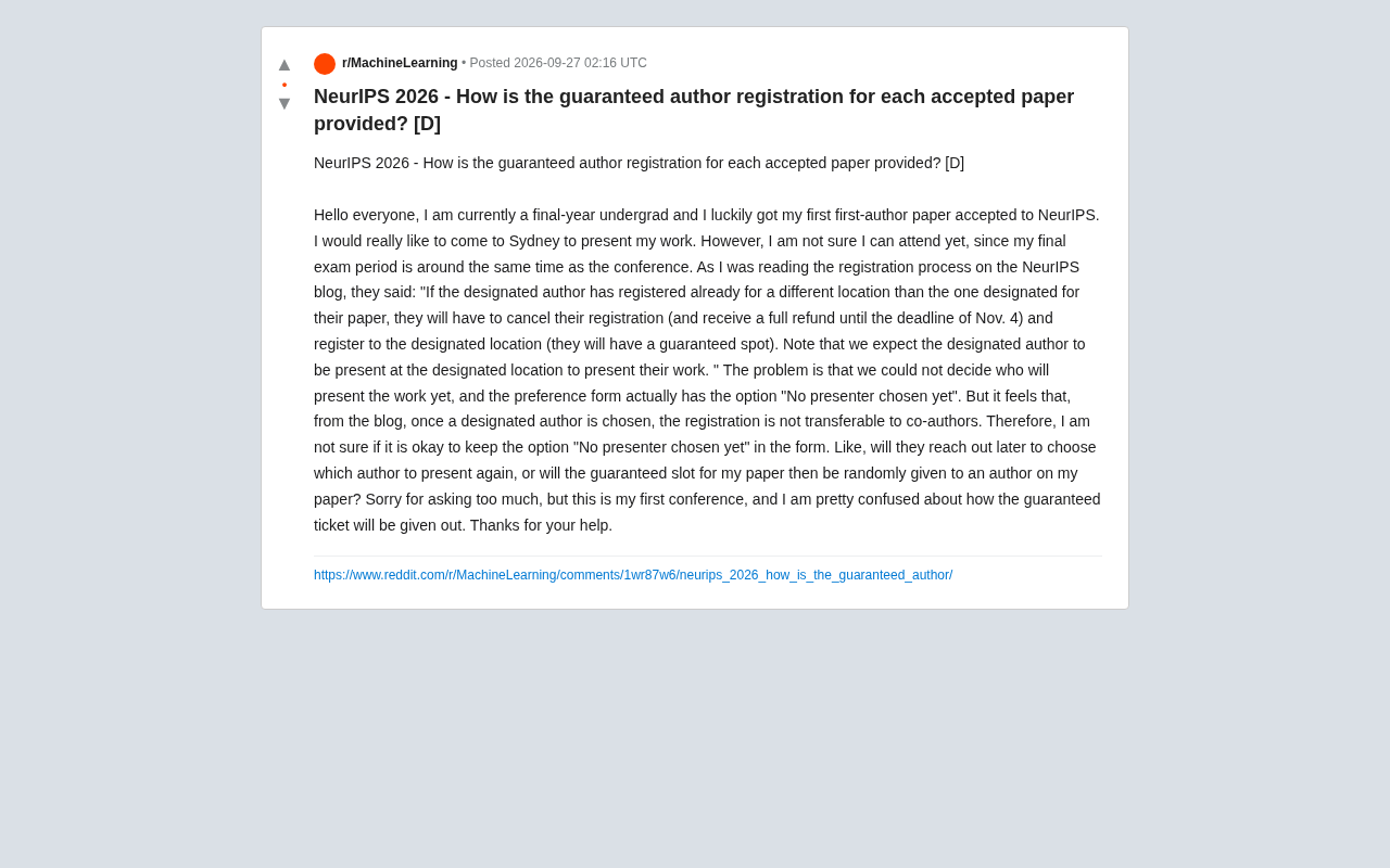 NeurIPS 2026 Registration Guide: How Are Guaranteed Author Slots Allocated?