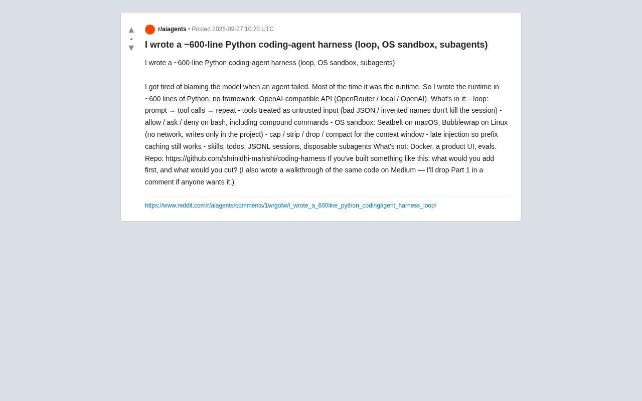 600 Lines of Python: Building a Coding Agent Runtime with Loops, Sandboxing, and Subagents