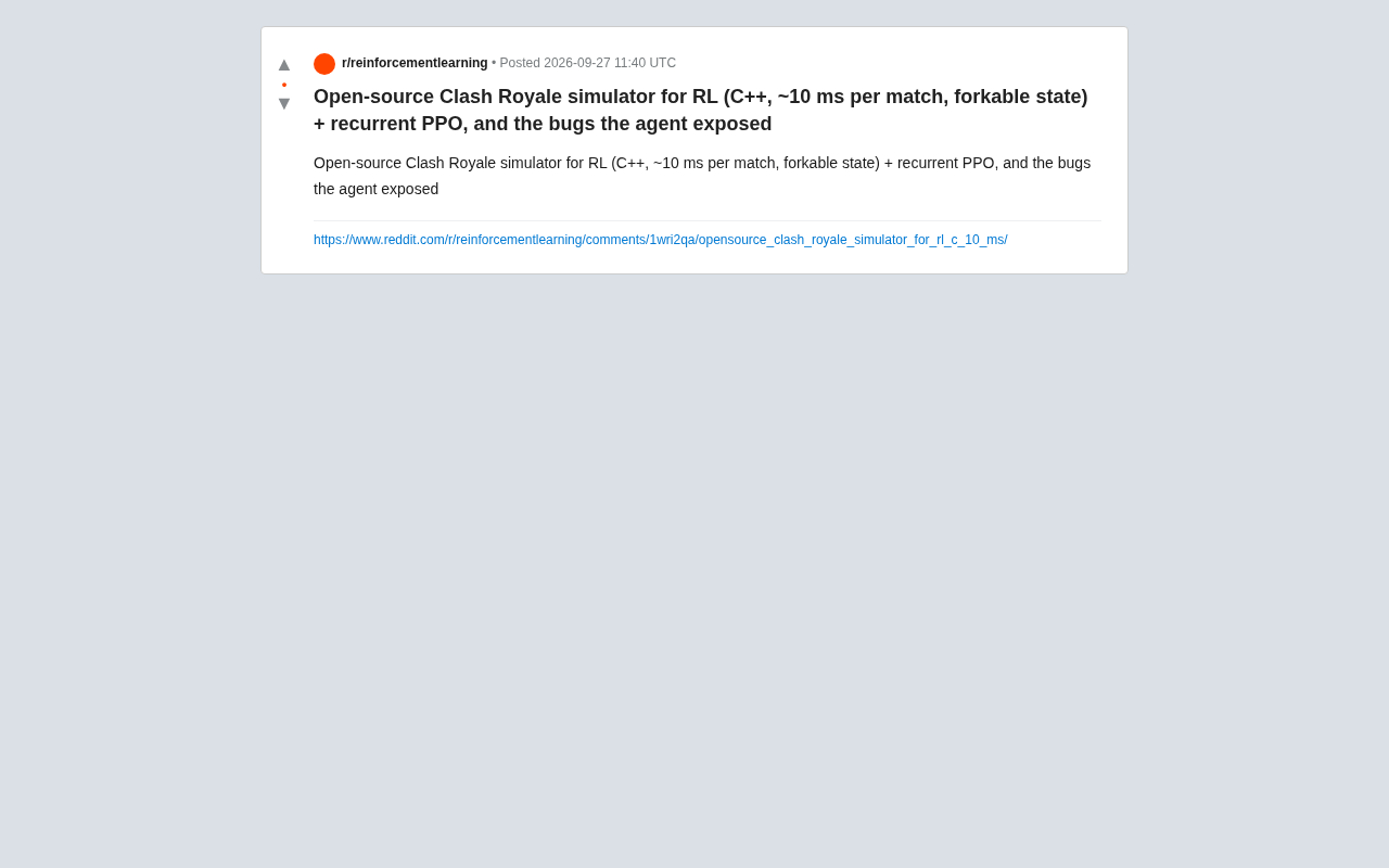 Open-Source Clash Royale RL Simulator: Lessons from a C++ High-Speed Engine and PPO Agent