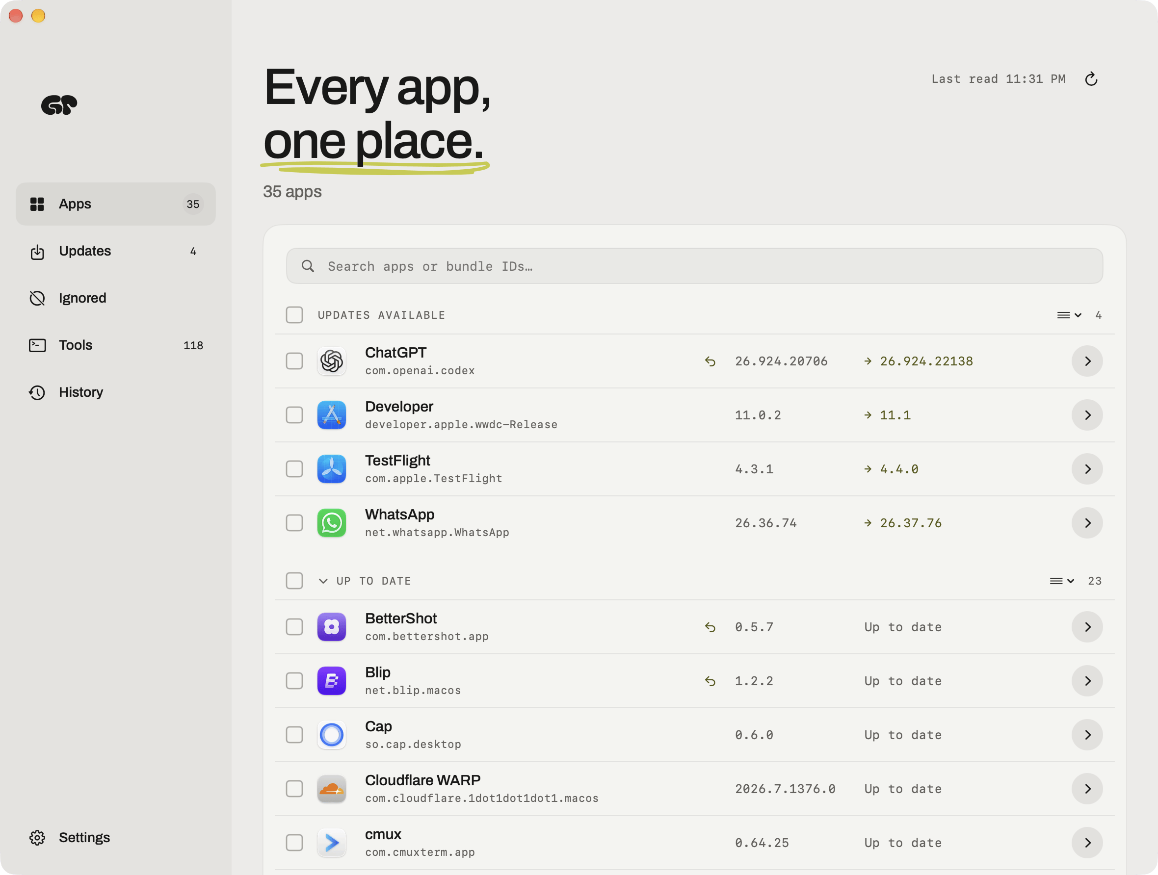 Greypaint: Update All Your Mac Apps in One Click — With Rollback Support