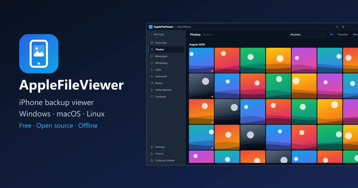 AppleFileViewer: An Open-Source Tool for Browsing iPhone Backups Across Platforms