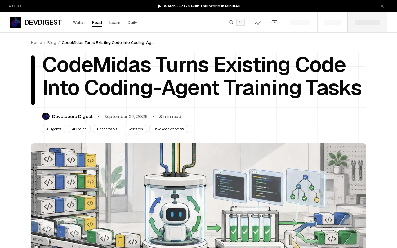 CodeMidas: Turning Existing Code into Training Tasks for Programming Agents