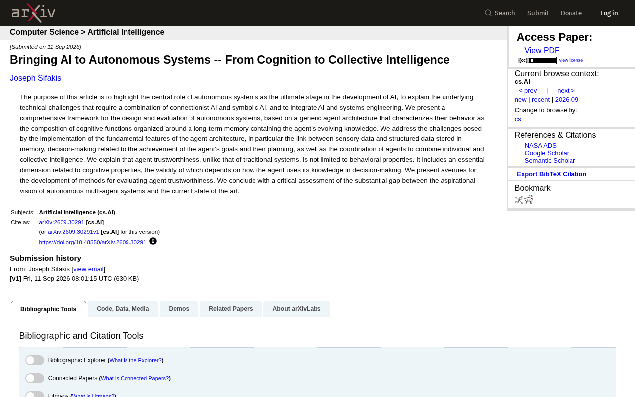 The Road to AI in Autonomous Systems: From Individual Cognition to Collective Intelligence