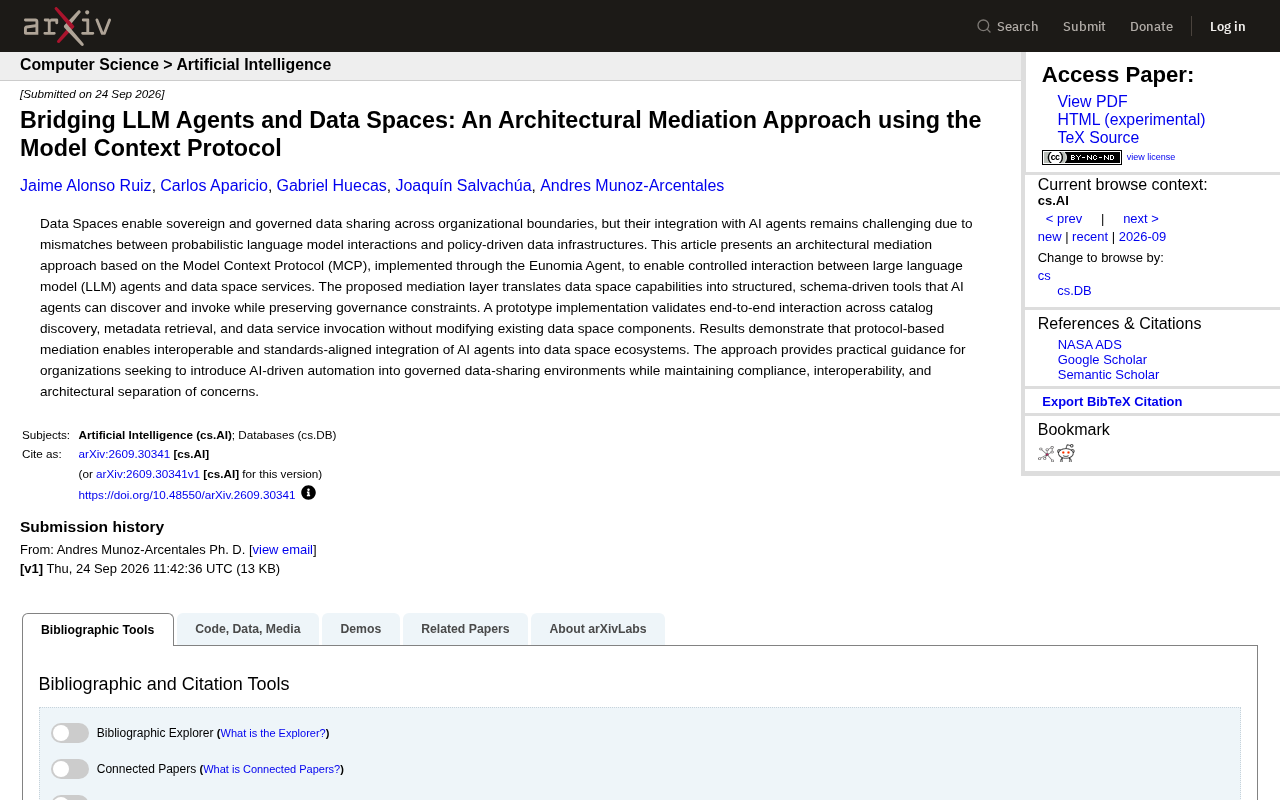 MCP Architectural Mediation: Enabling LLM Agents to Securely Access Data Spaces
