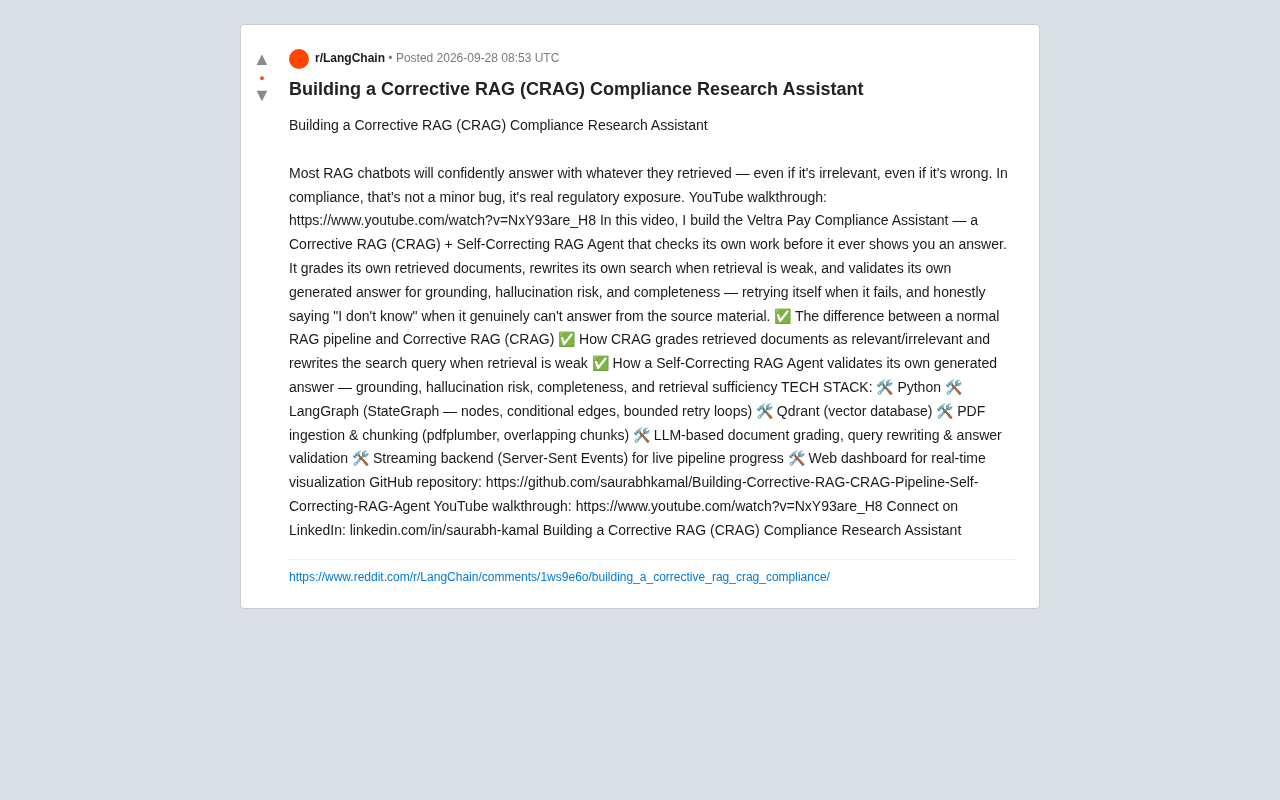 Corrective RAG (CRAG) in Practice: Building a Compliance Research Assistant That Self-Validates