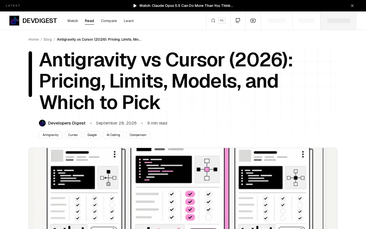 Antigravity vs Cursor 深度对比:定价、限制与选型指南