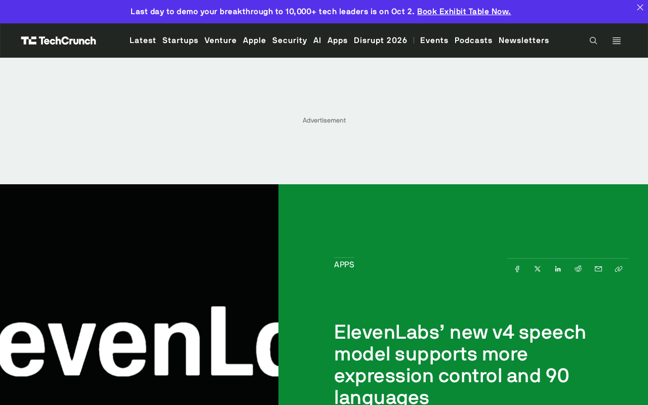 ElevenLabs v4语音模型发布:90种语言与10秒克隆