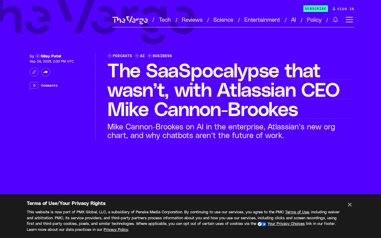 The SaaS Apocalypse That Wasn't: Atlassian's CEO on Software Companies in the AI Era