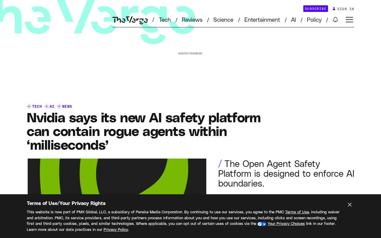 NVIDIA Launches AI Safety Platform: Isolating Rogue Agents in Milliseconds