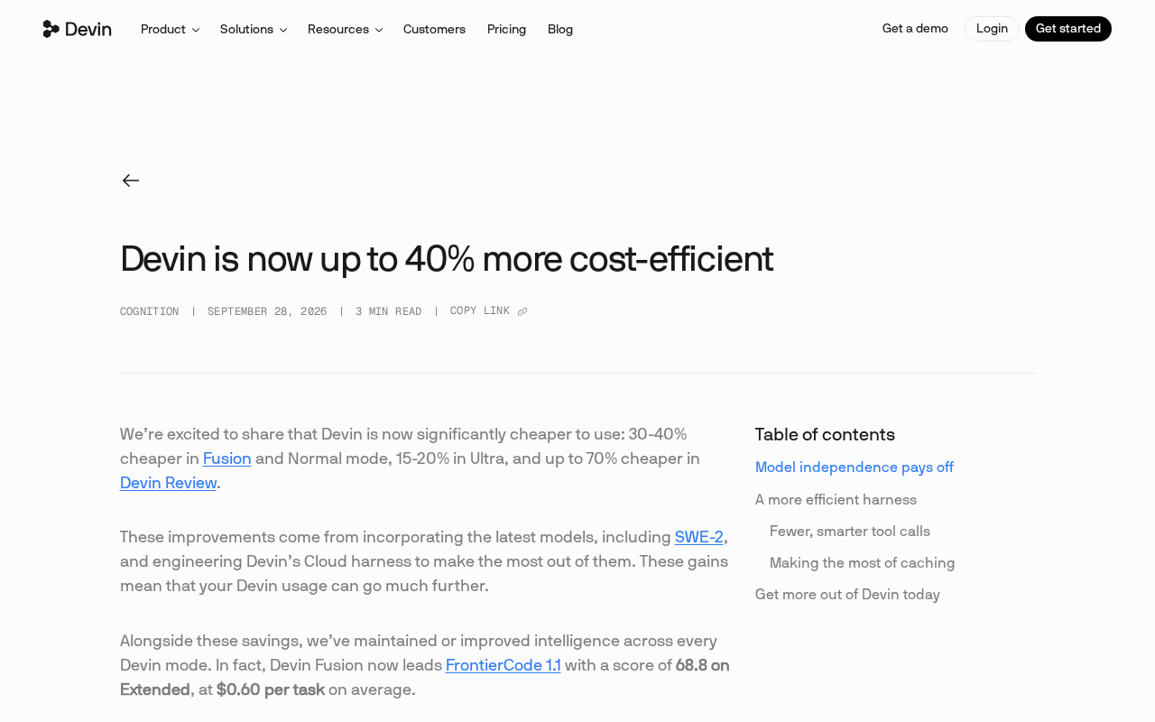 Devin Slashes Costs by Up to 70%: AI Coding Agent Gets a Major Efficiency Upgrade