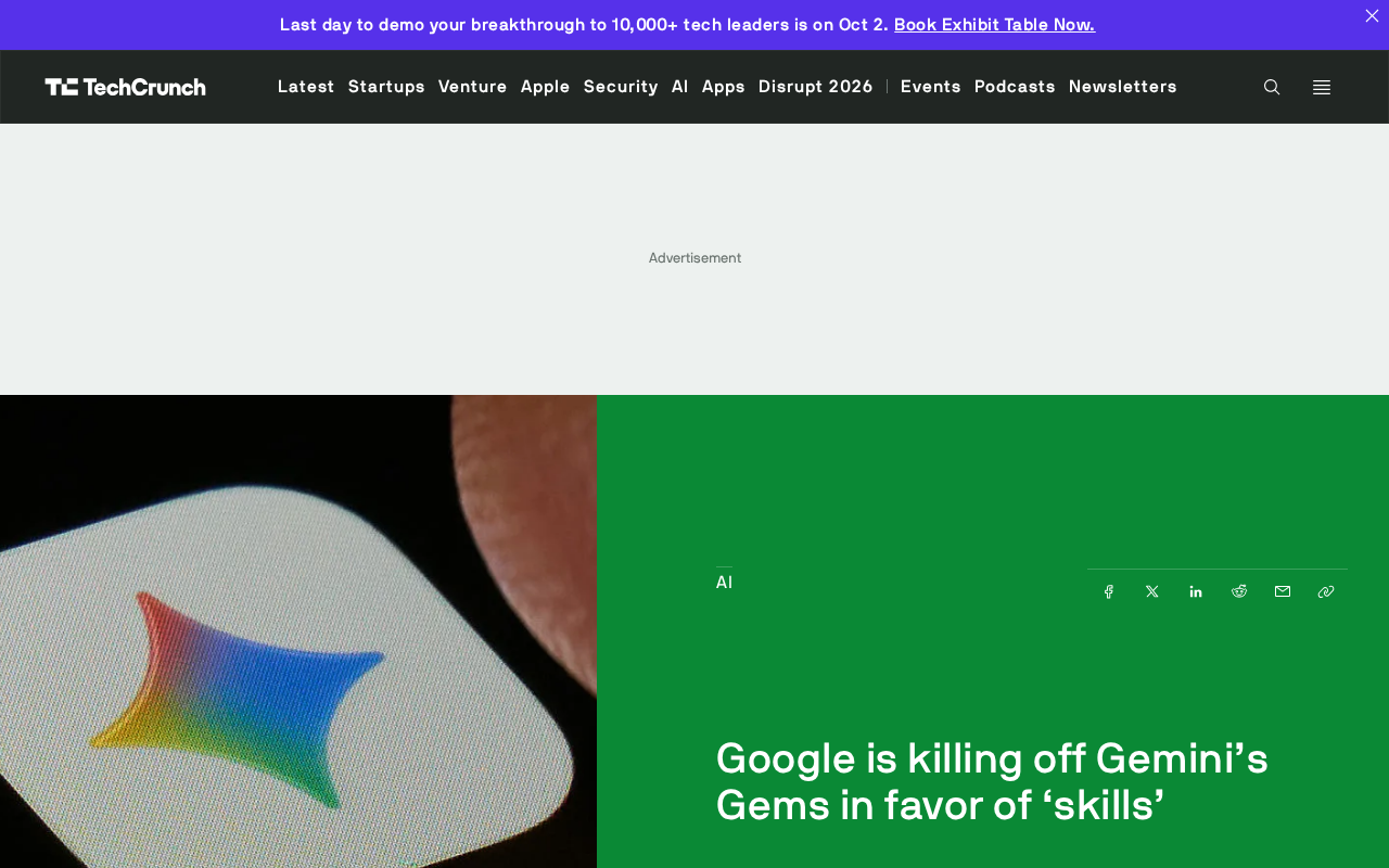 Google Deprecates Gemini Gems in Favor of New Skills Feature