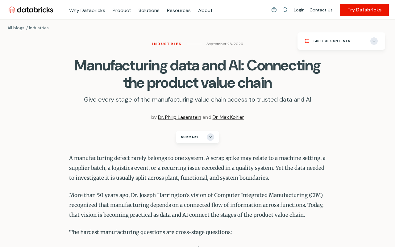 Manufacturing Data & AI: The Critical Path to Connecting the Product Value Chain