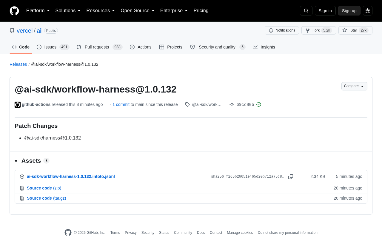 Vercel AI SDK 更新:workflow-harness 版本发布解析