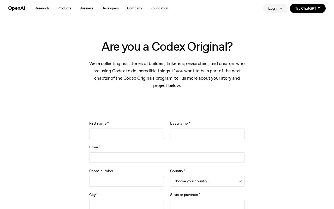 OpenAI Codex Originals Program: Collecting Real Developer Stories