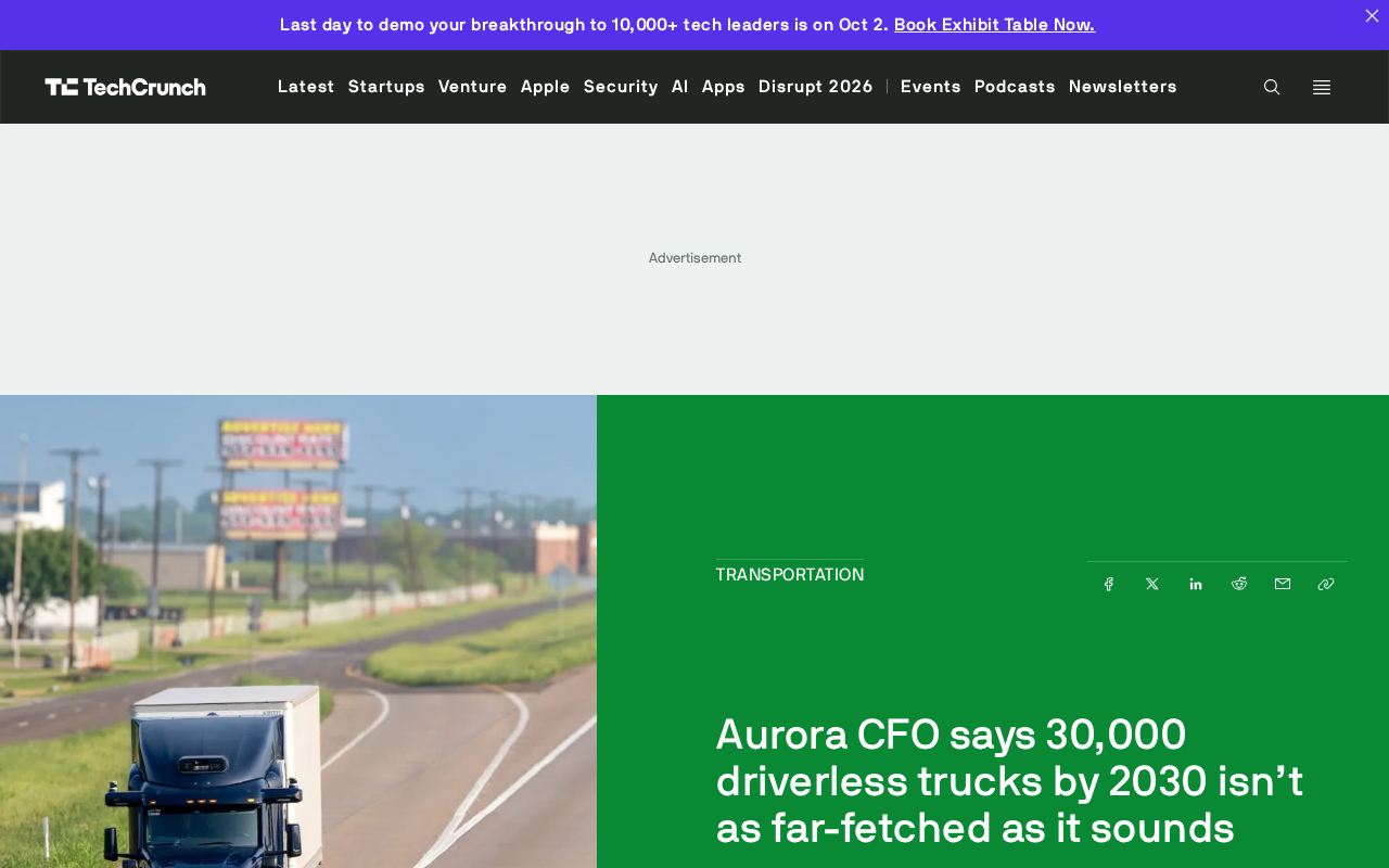 Aurora Targets 30,000 Driverless Trucks by 2030 — CFO Says It's No Pipe Dream