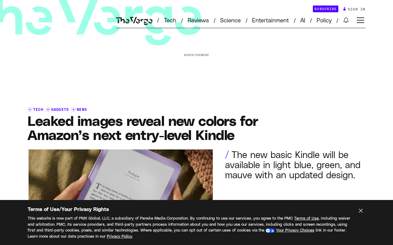 Leaked Images Reveal Amazon's New Entry-Level Kindle Is Getting a Colorful Makeover