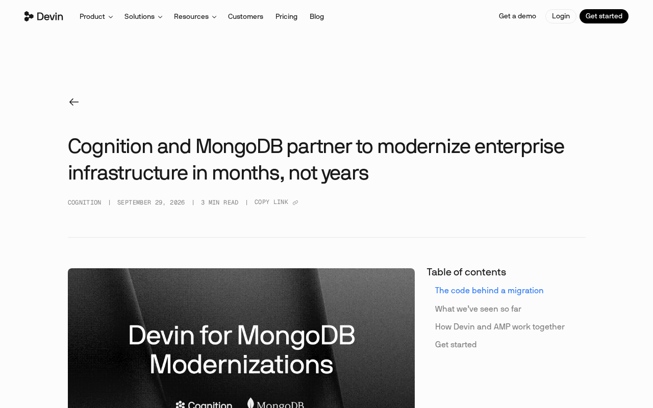Cognition携手MongoDB:Devin加速企业遗留系统现代化