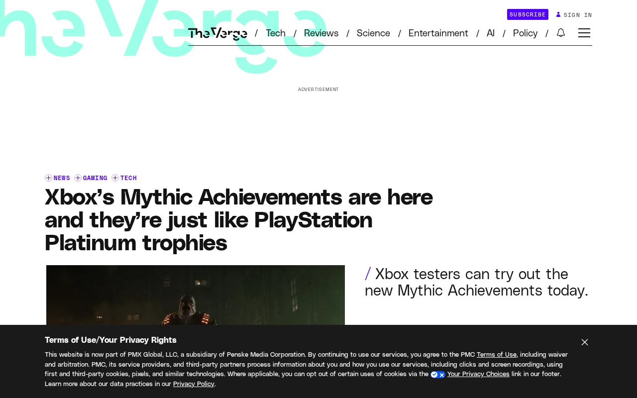 Xbox推出Mythic成就:对标PS白金奖杯的新玩法