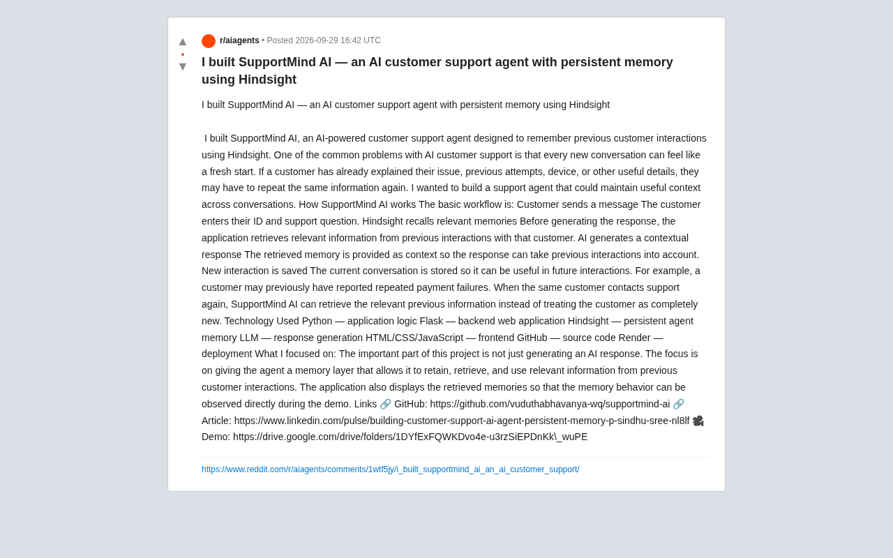 SupportMind AI: Solving AI Customer Support's Context Problem with Persistent Memory