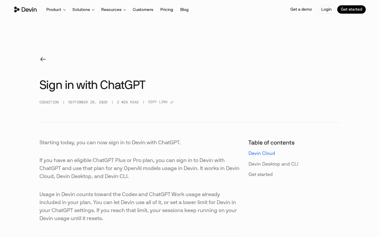 Devin Now Supports ChatGPT Login: Plus/Pro Users Can Access OpenAI Models Directly
