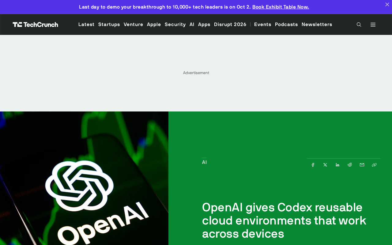 OpenAI Upgrades Codex: Reusable Cloud Environments Enable Cross-Device Development