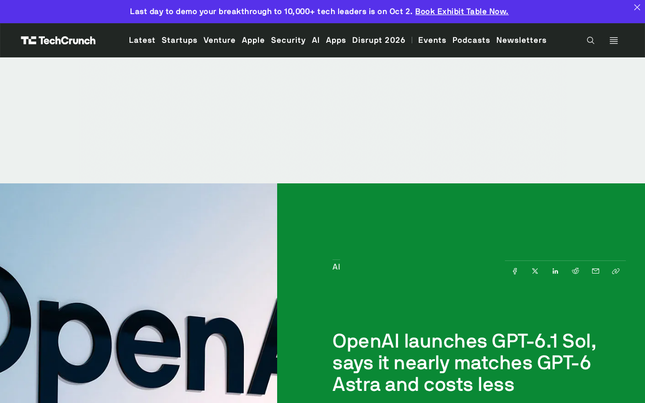 OpenAI Launches GPT-6.1 Sol: Near-Flagship Performance at a Lower Cost