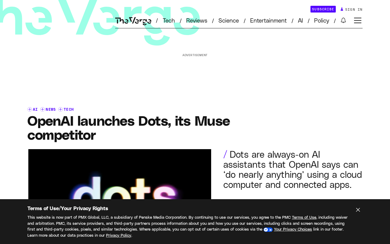 OpenAI Launches Dots: An Always-On AI Assistant Taking Aim at Meta Muse