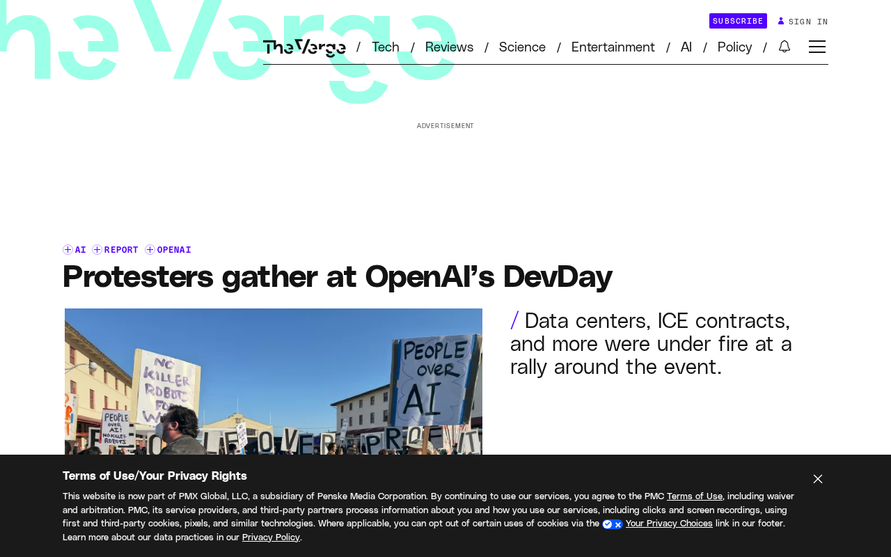 Protests Outside OpenAI DevDay: "People Over Profit" Rings Out