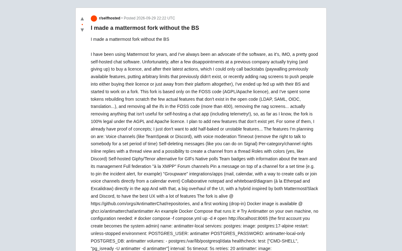 Antimatter: A Mattermost Fork Without the Commercial Restrictions