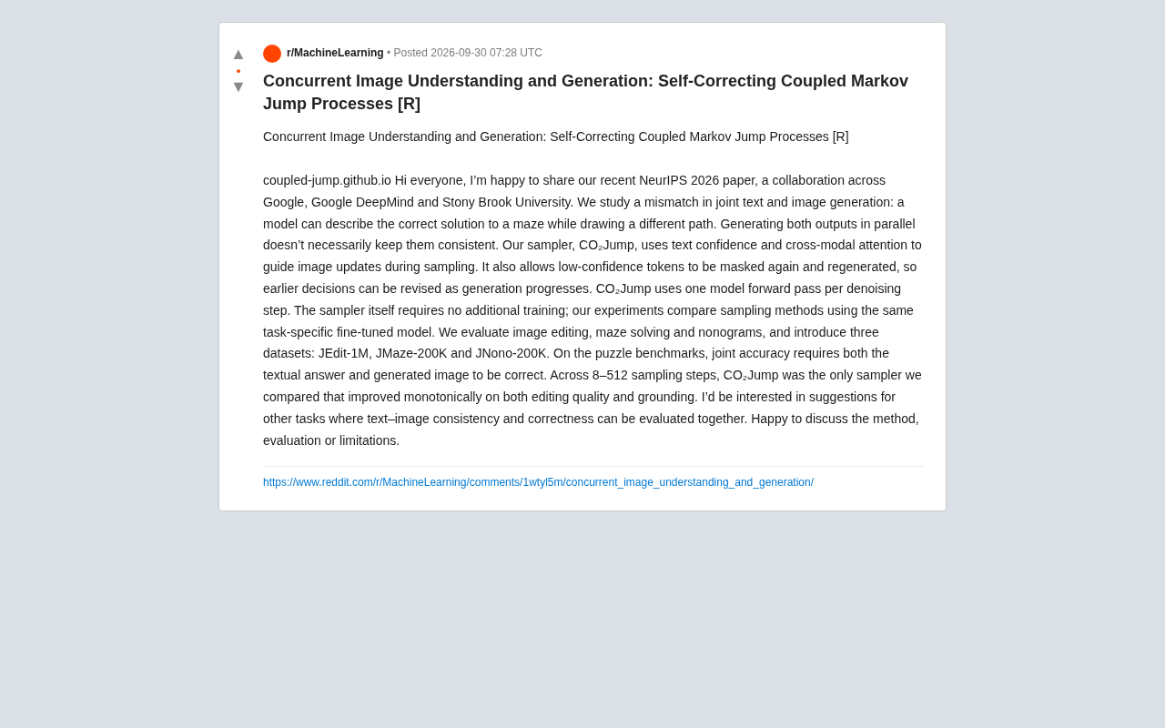 CO₂Jump: A Self-Correcting Sampling Method for Consistent Joint Text-Image Generation