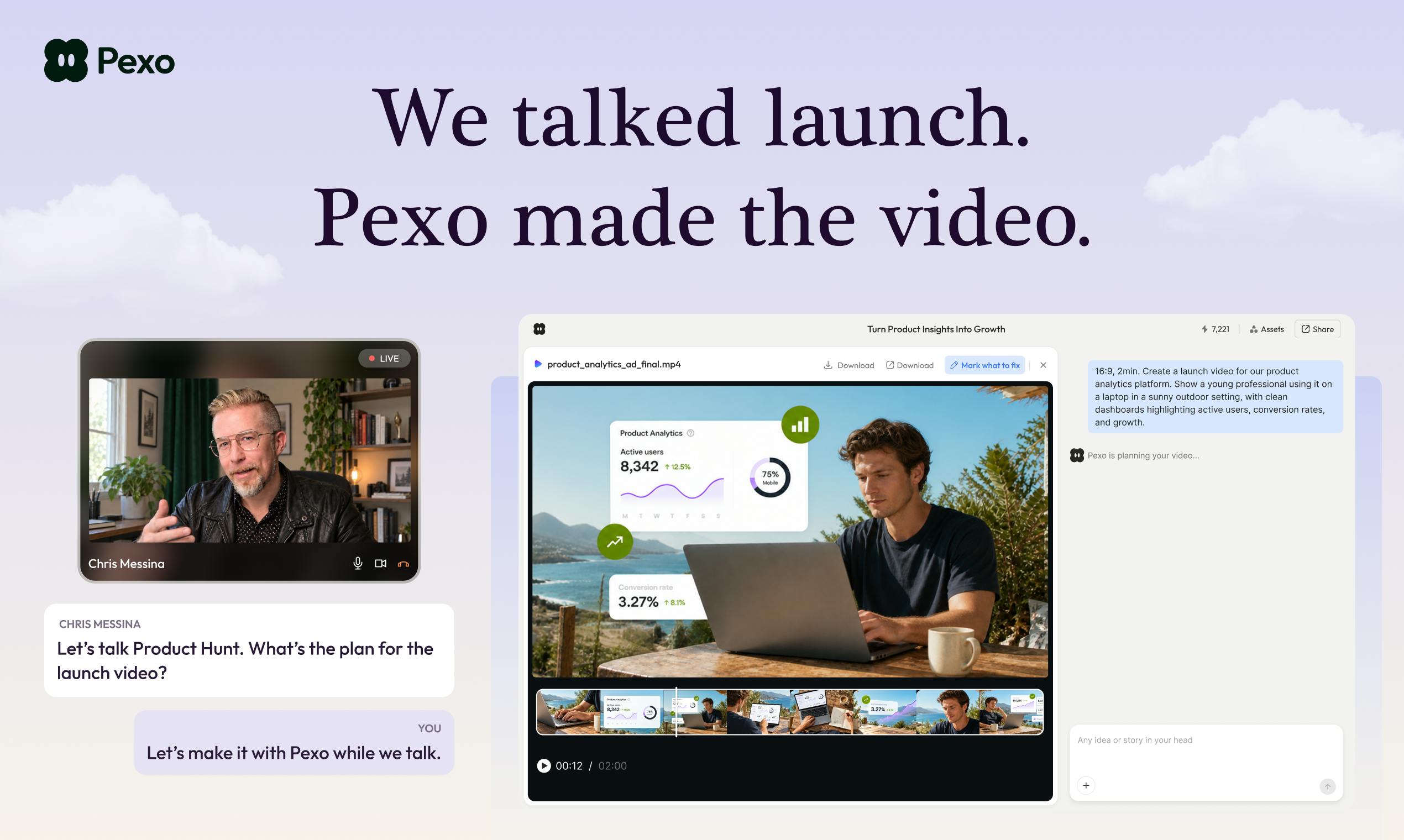 Pexo: The AI Tool That Generates Brand-Quality Product Launch Videos Through Conversation