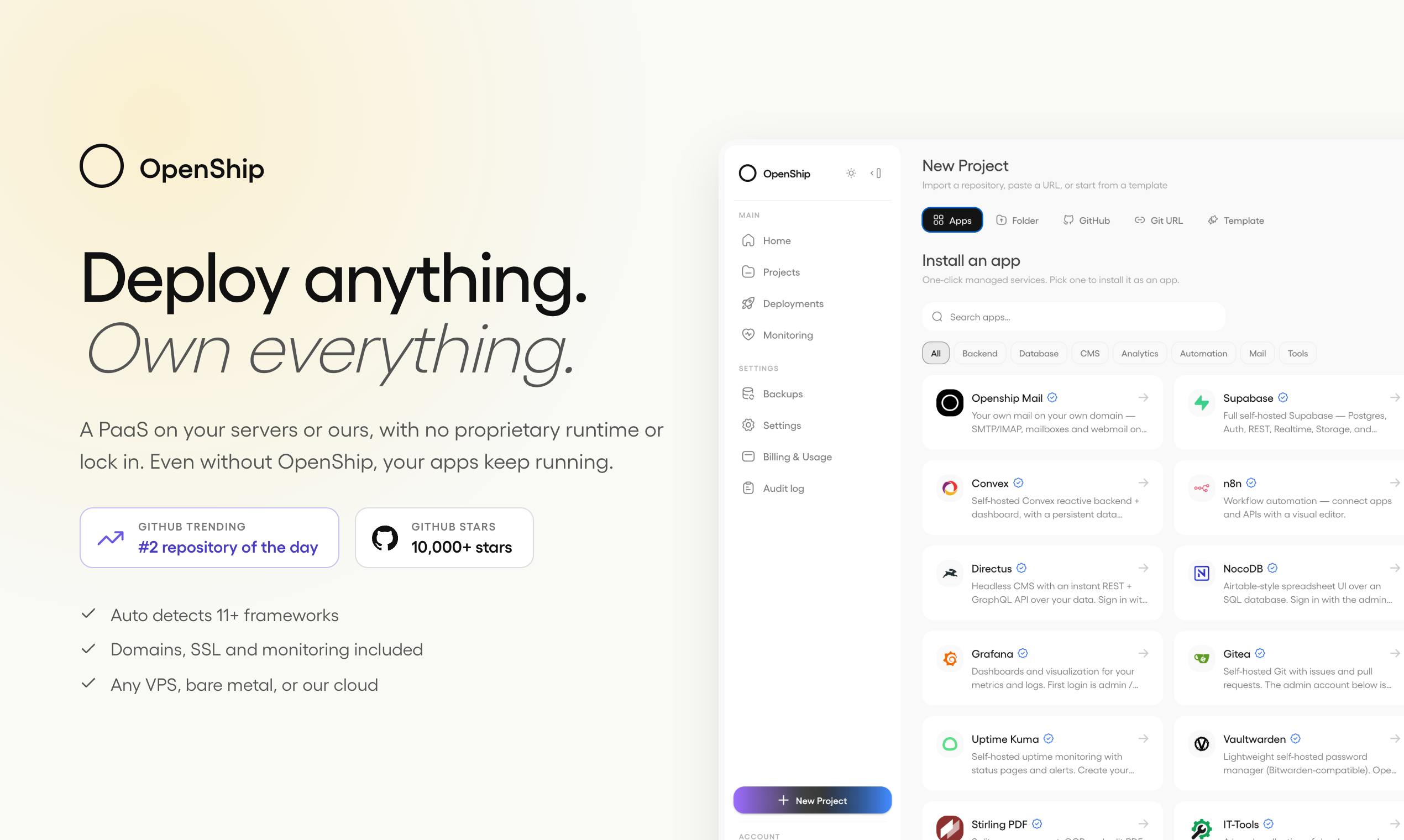 OpenShip: The Open-Source PaaS with No Vendor Lock-In, Built for Cloud or Self-Hosted Deployments