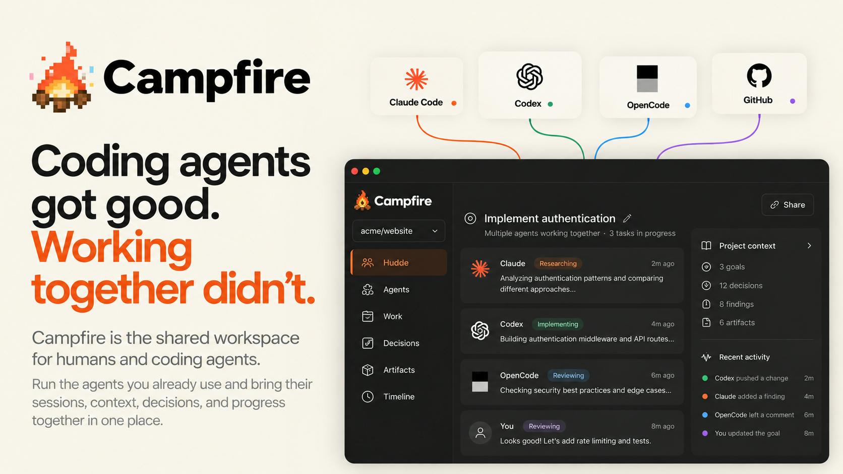 Campfire: An Open-Source Shared Workspace for Human and Coding Agent Collaboration