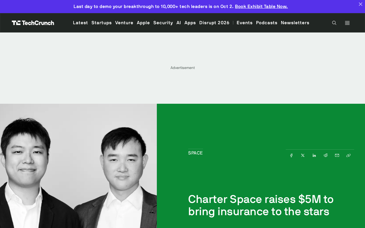 Charter Space Raises $5M to Bring Insurance Solutions to the Space Industry