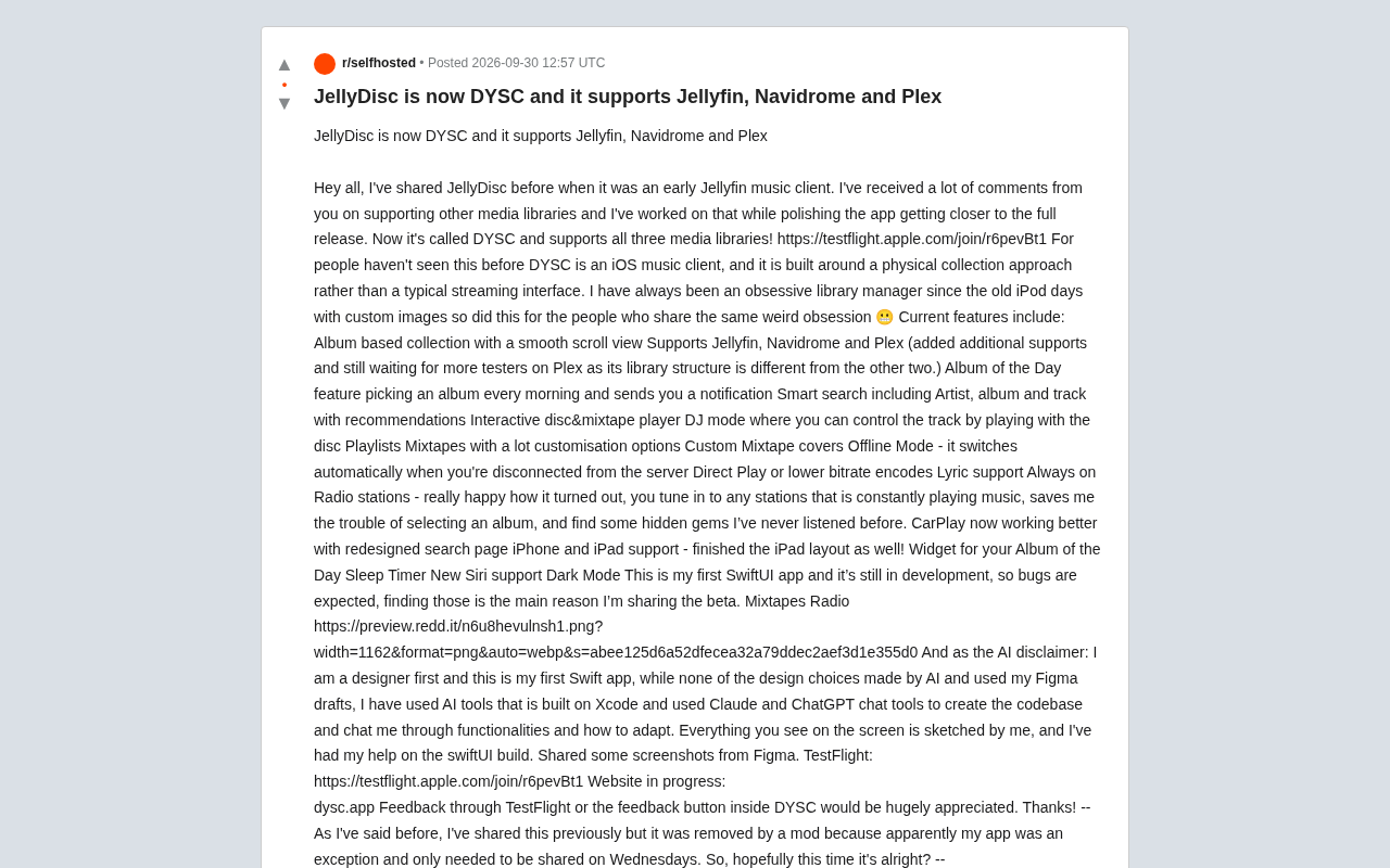 DYSC supports Jellyfin, Navidrome, and Plex
