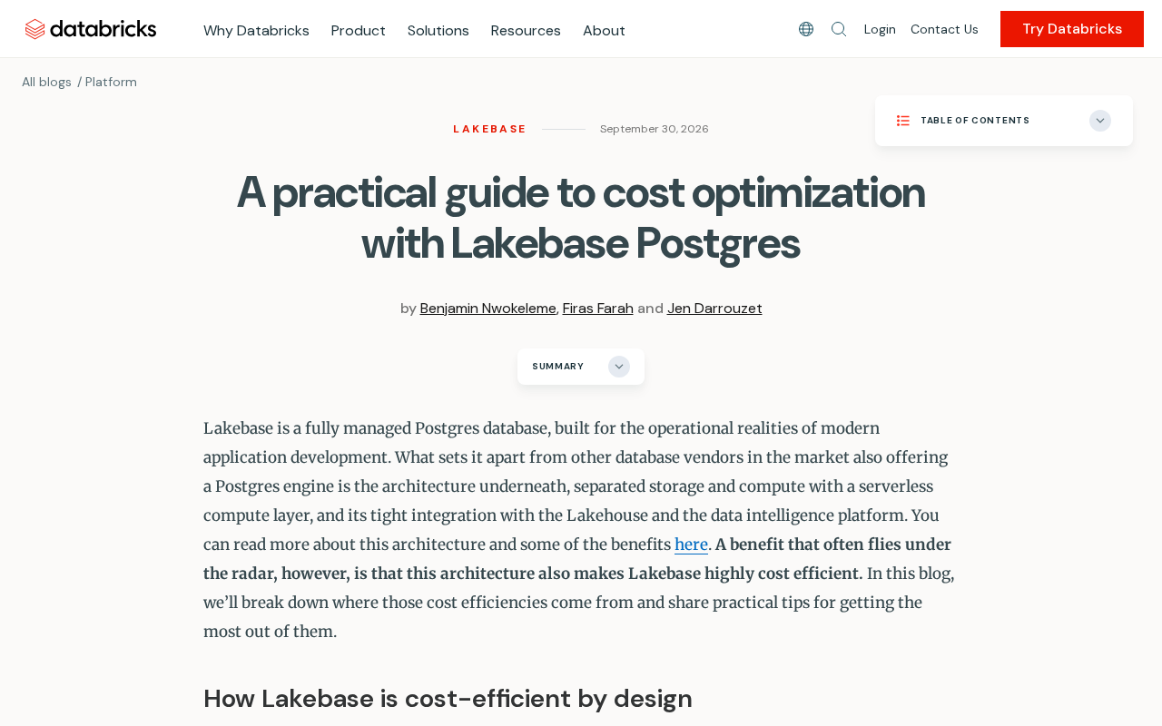 Lakebase Postgres Cost Optimization: A Practical Guide