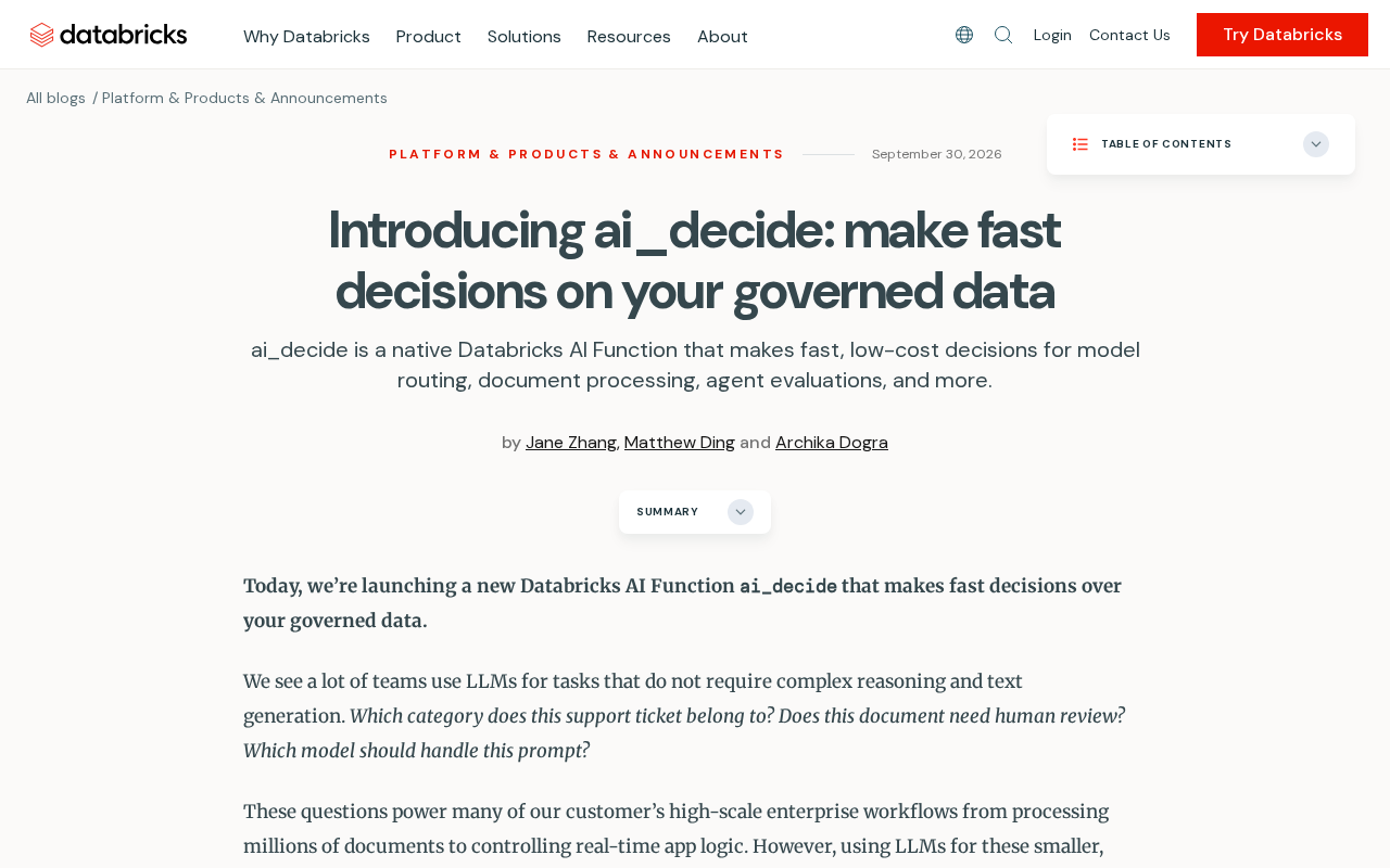 Databricks Launches ai_decide: Fast AI-Powered Decisions on Governed Data