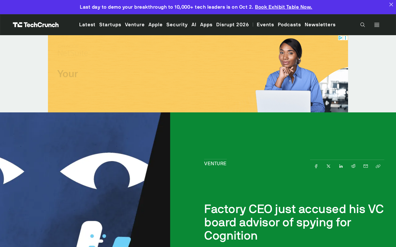 Factory CEO Accuses Former Board Advisor of Stealing Secrets for Rival Cognition