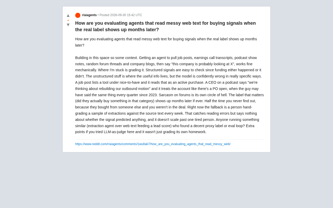 The Delayed Label Dilemma: How to Evaluate a Buying Signal Agent That Reads Messy Web Text