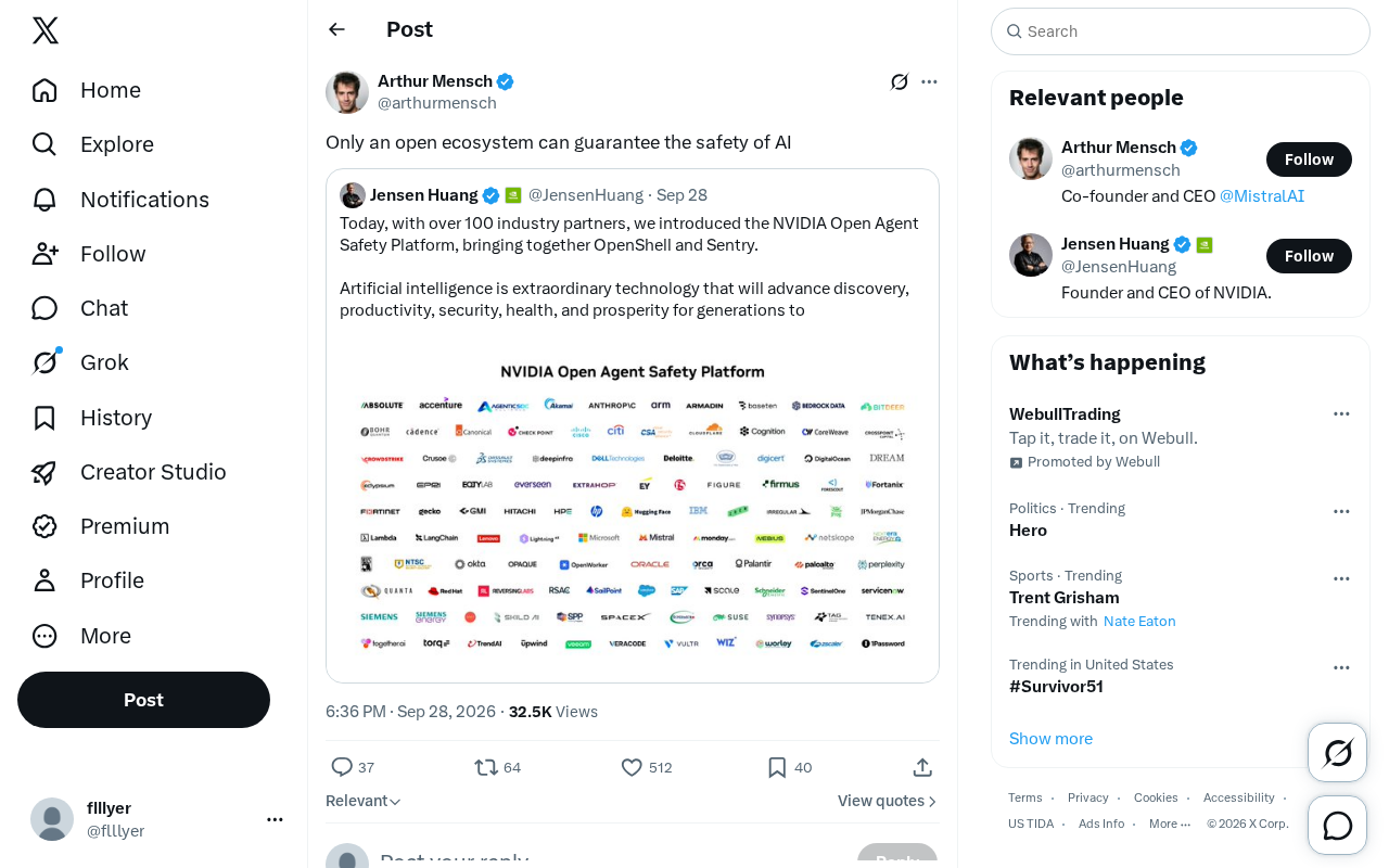 twitter source: Only an open ecosystem can guarantee the safety of AI