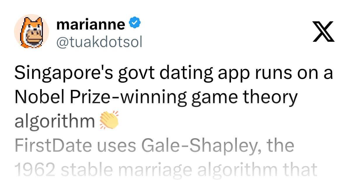 新加坡官方交友App背后:Gale-Shapley稳定婚姻算法揭秘