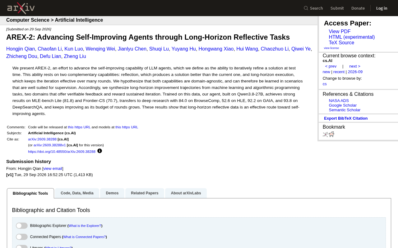 AREX-2: Building Self-Improving AI Agents with Long-Horizon Reflective Tasks