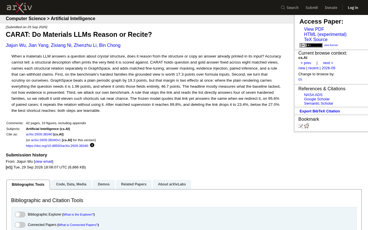 CARAT Revealed: Are Materials Science LLMs Reasoning or Reciting?