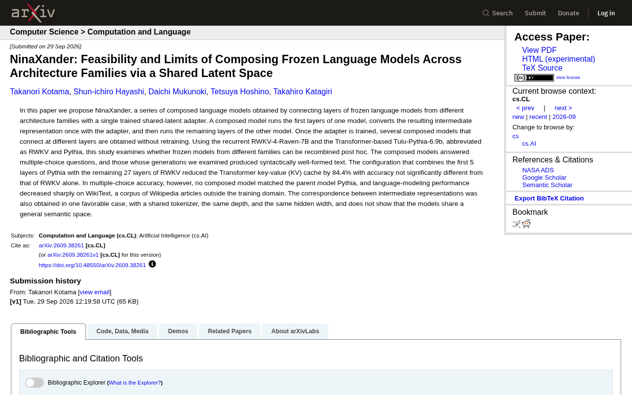 NinaXander: Feasibility and Limits of Stitching Frozen Language Models Across Architectures
