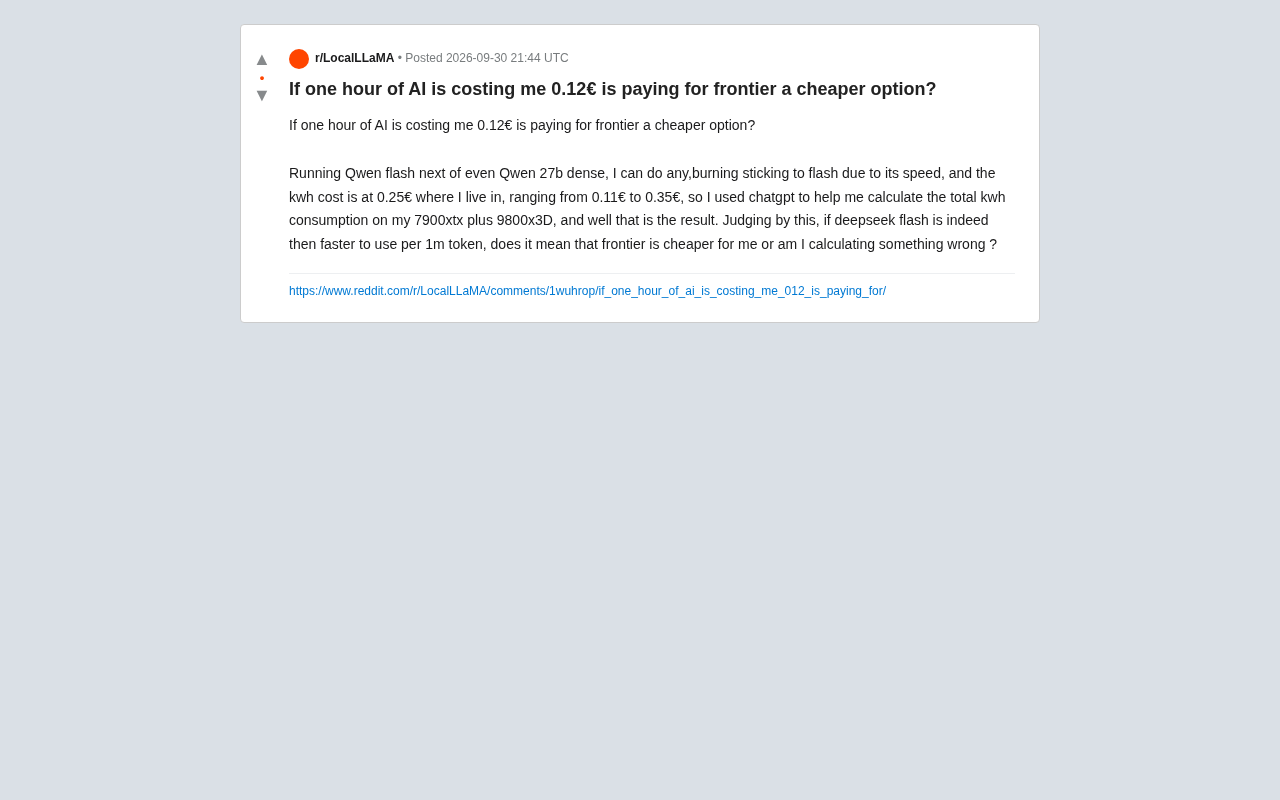 Running AI Locally at €0.12/Hour — Is Calling Frontier Model APIs Actually Cheaper?