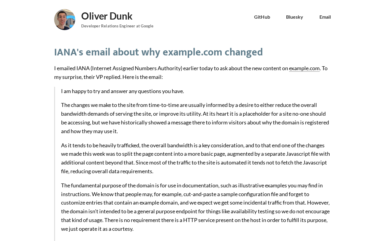 hackernews source: IANA's email about why example.com changed