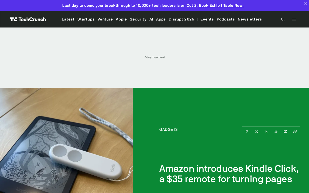 Amazon Launches Kindle Click: A $35 Bluetooth Page-Turn Remote