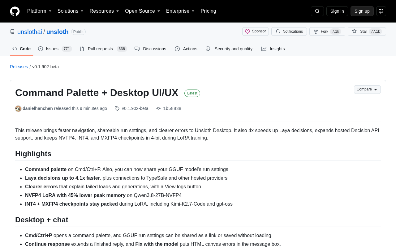Unsloth Desktop 重磅更新:命令面板上线,4-bit 微调显存直降45%