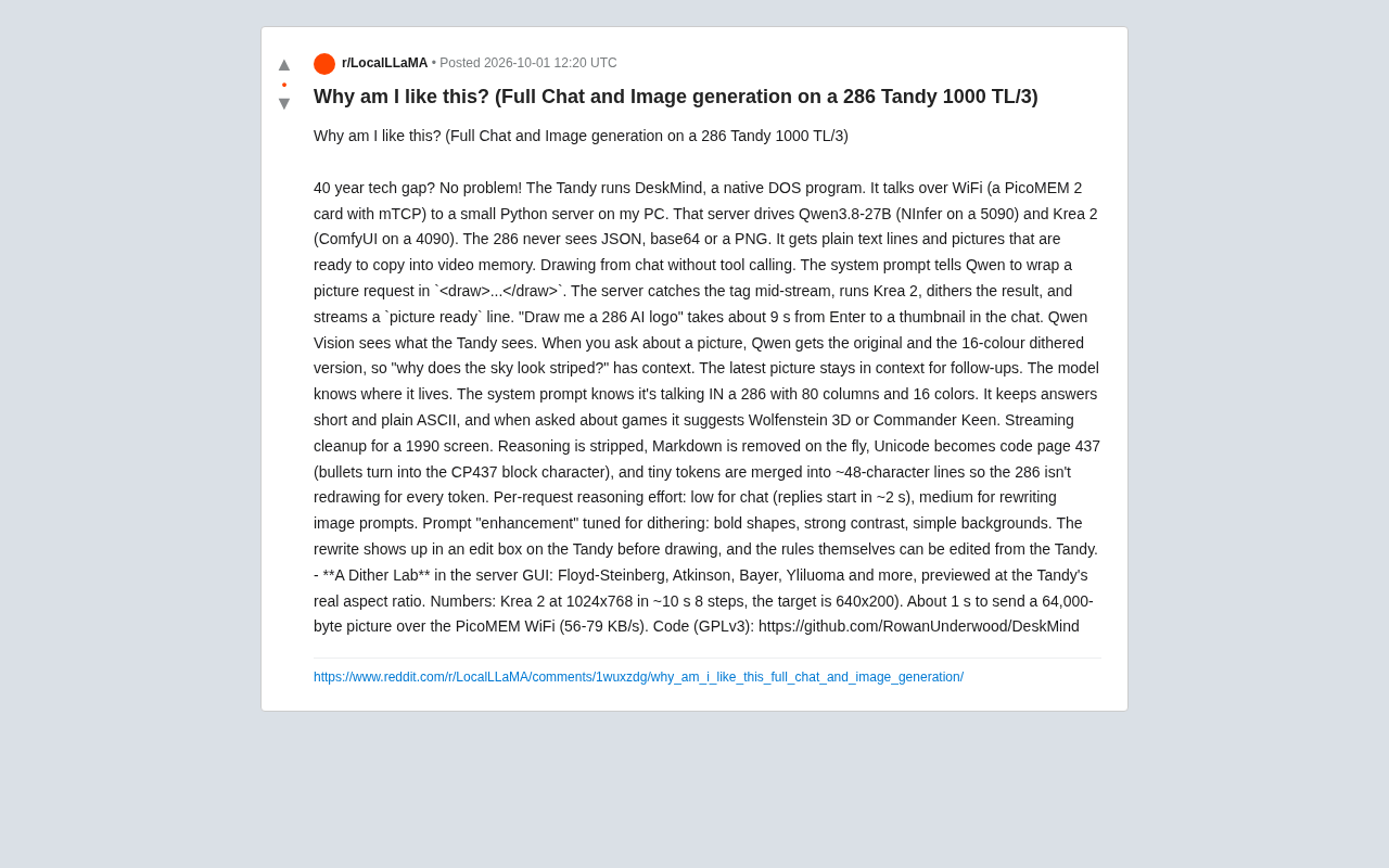 Bridging a 40-Year Tech Gap: Running AI Chat and Image Generation on a 286