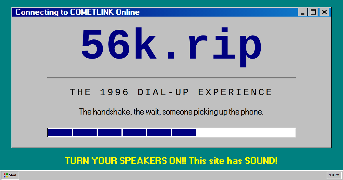 56k.rip:重现1996年拨号上网的怀旧网络体验